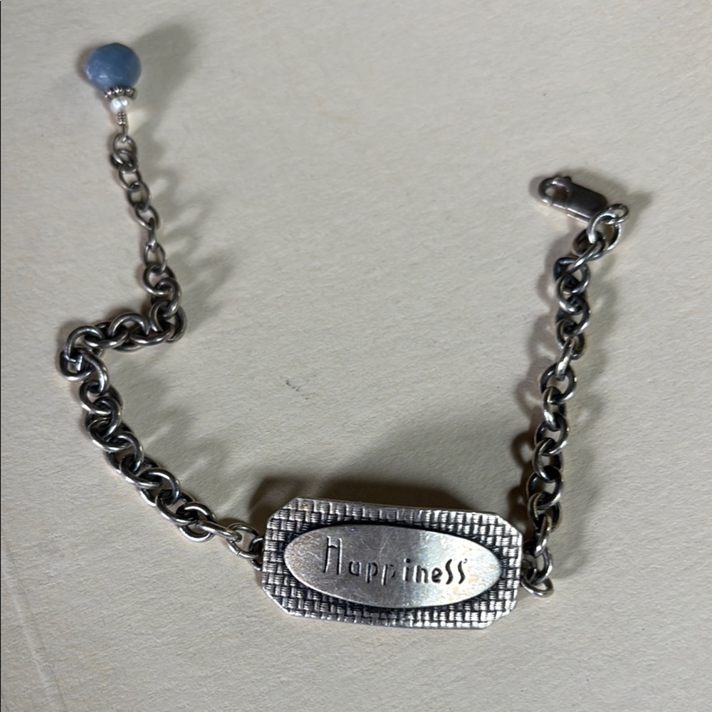 Silver Chain Bracelet with Happiness Charm